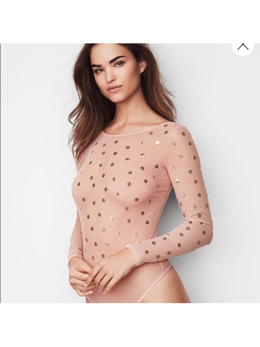 Victoria Secrets Sheer Polka Dot Long Sleeve Bodysuit